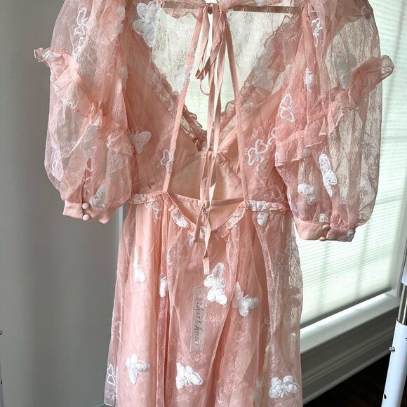For Love And Lemons Shari Lace Mini Pale Pink Size Small NWT - Picture 11 of 14